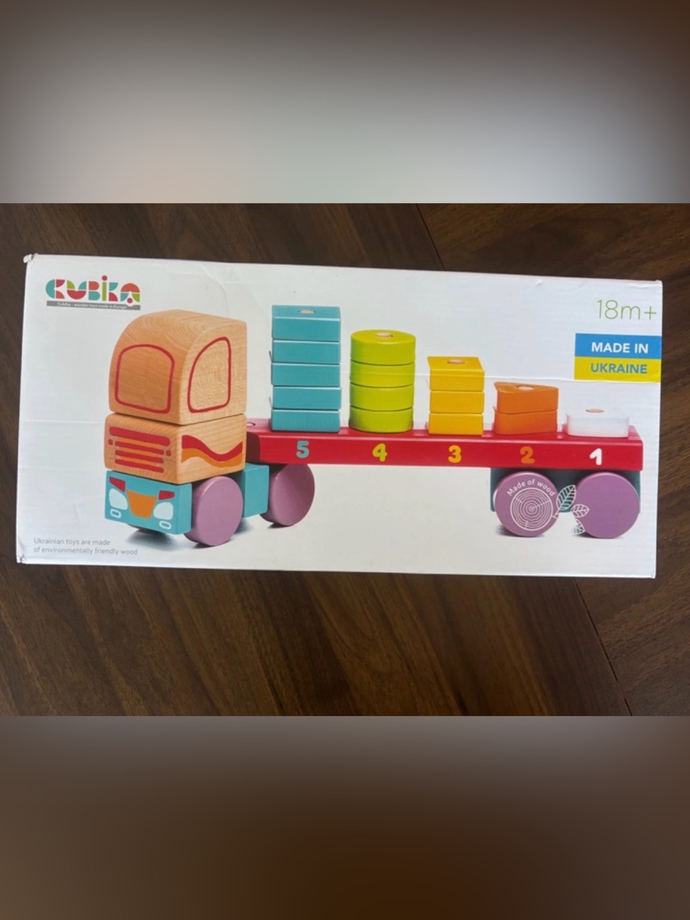 Cubika Wooden Truck with Stacking Toy made in
Ukraine
